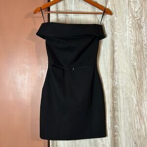 Bec & Bridge Safari Georgia Mini Cocktail Dress Black Off Shoulder Cutout Size 2